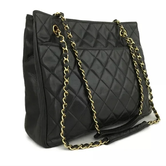 CHANEL CC Logo Lambskin Chain Large Shoulder Tote Bag - Picture 3 of 12